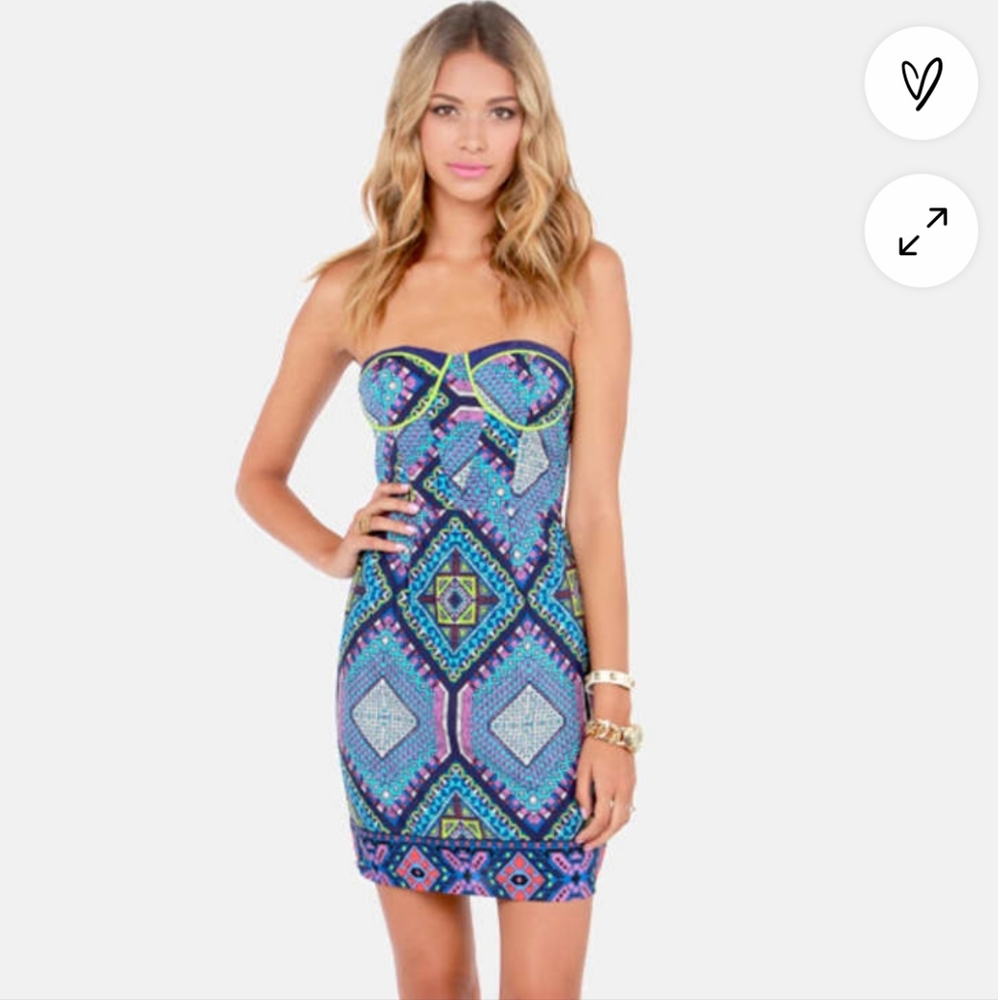 Lulu's Aryn K Taking Shape Strapless Blue Dress